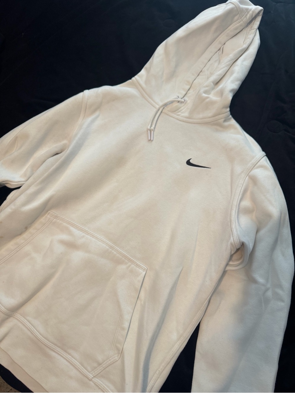 Nike Cream/White Pullover Hoodie with Black Swoosh Tag